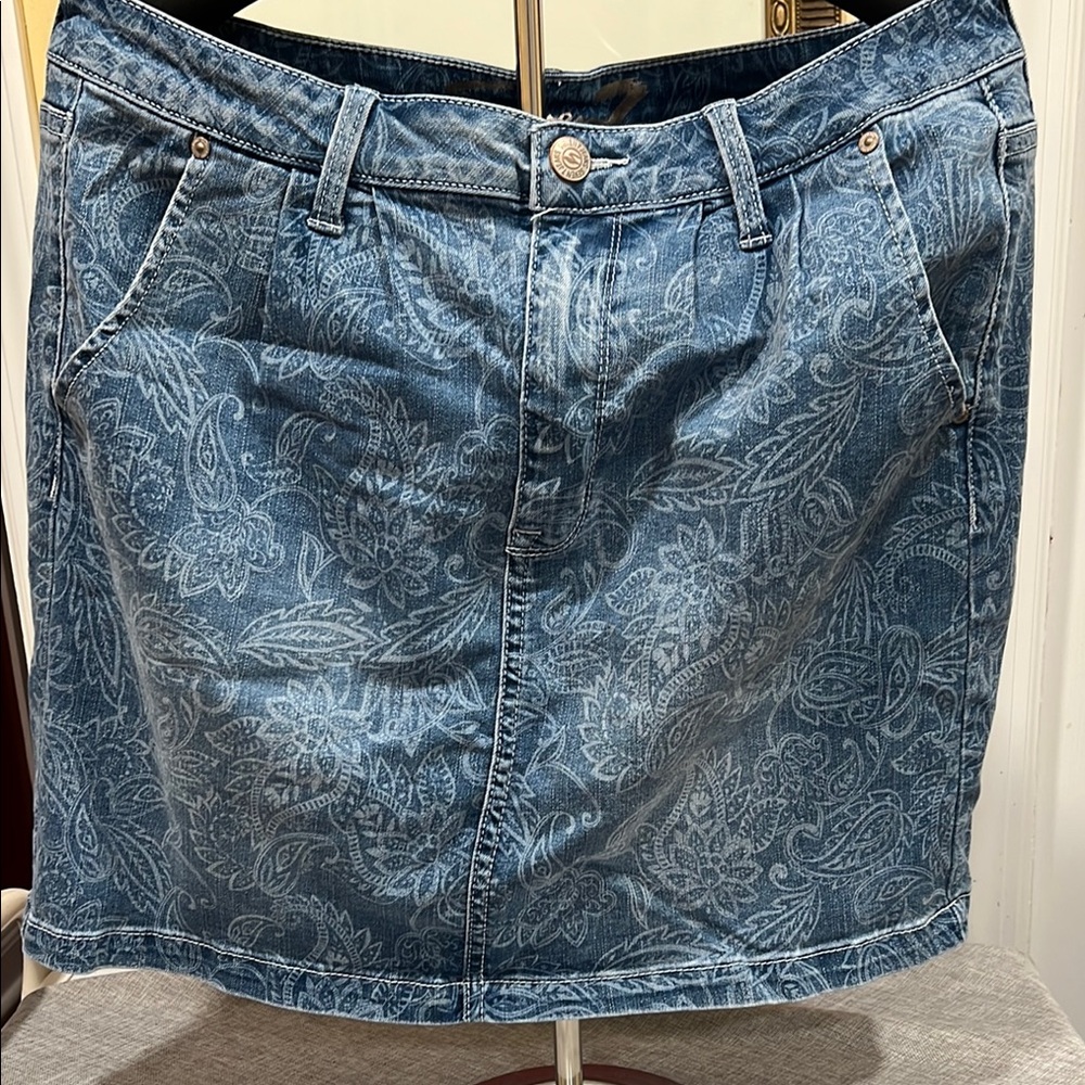 Seven 7 Jean Denim Floral Skirt